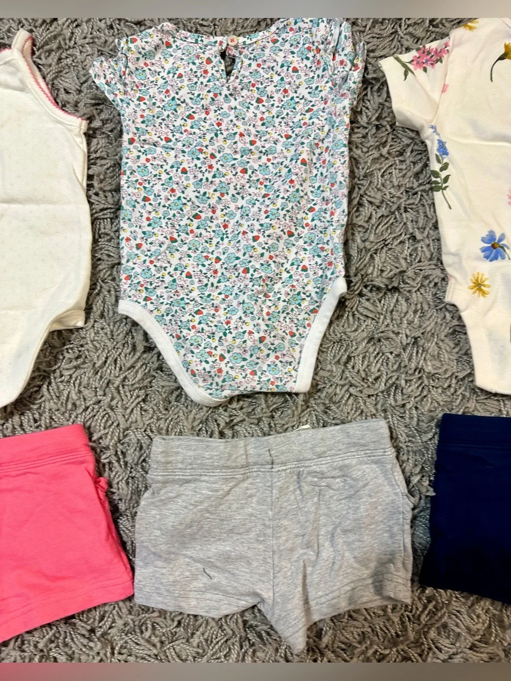 Carter's White Short Sleeve Baby Bodysuit with Pink Trim